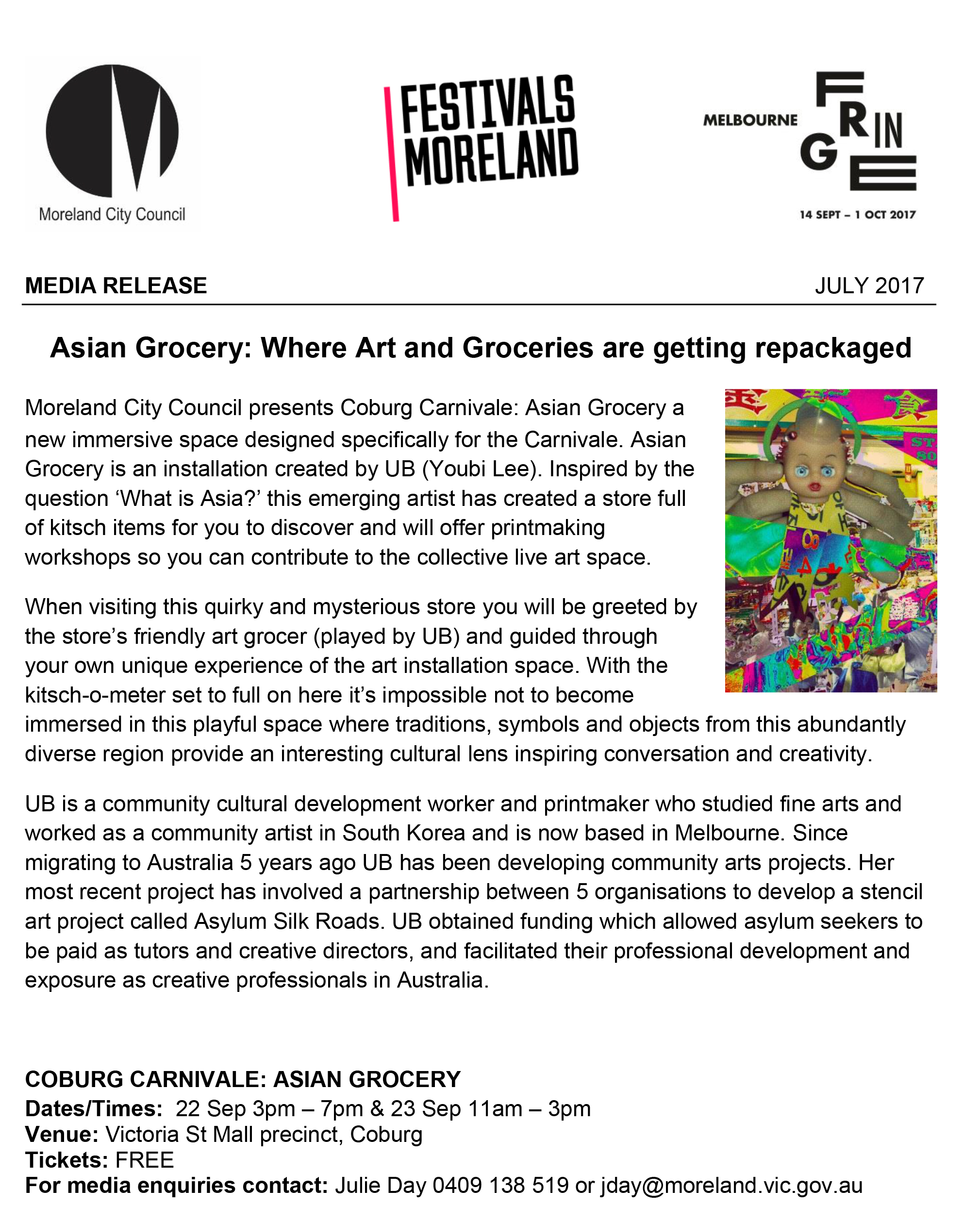 AG  Coburg Carnivale 2017 – Fringe Media Release Asian Grocery Uu